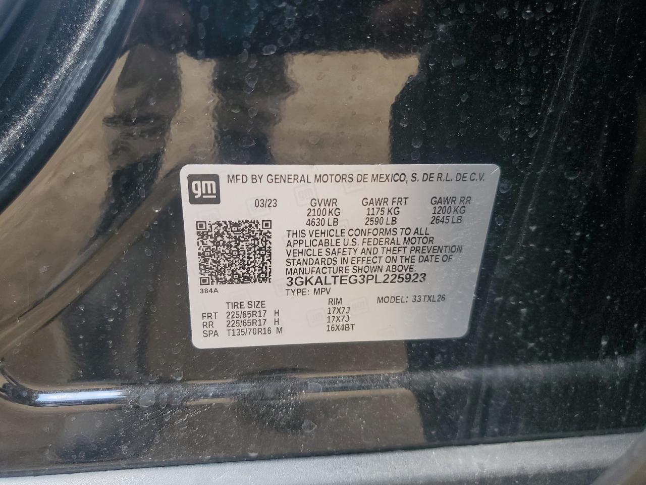 2023 GMC Terrain Sle VIN: 3GKALTEG3PL225923 Lot: 65436035