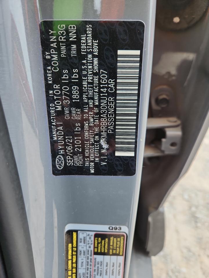2022 Hyundai Venue Se VIN: KMHRB8A30NU141607 Lot: 63023035