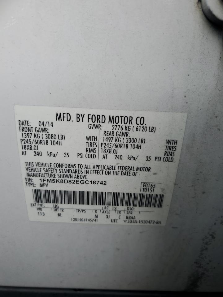 2014 Ford Explorer Xlt VIN: 1FM5K8D82EGC18742 Lot: 63847315