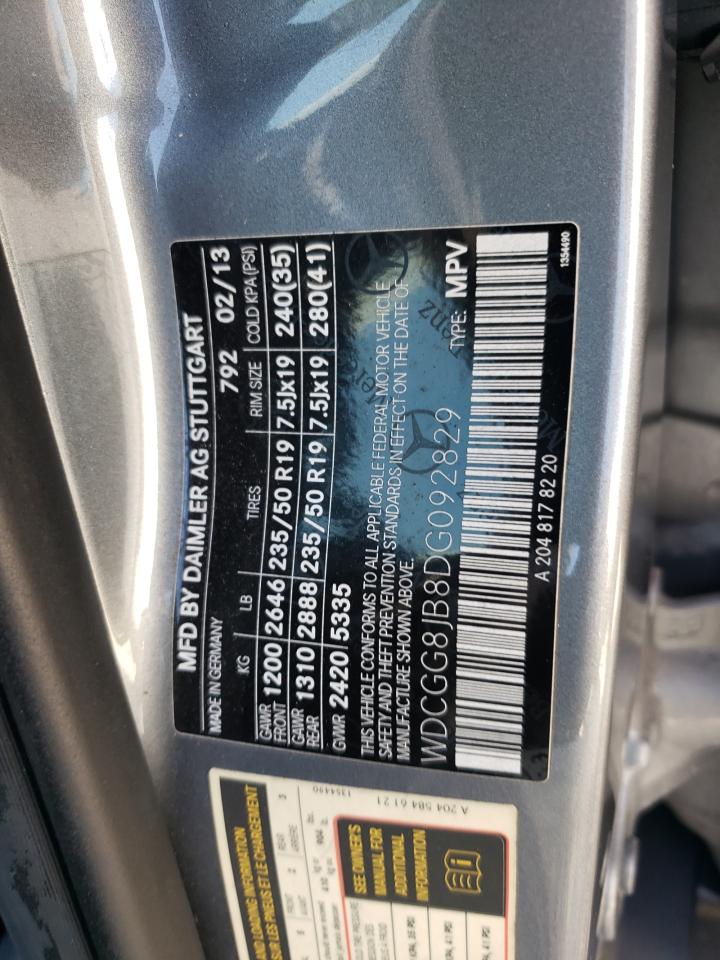 2013 Mercedes-Benz Glk 350 4Matic VIN: WDCGG8JB8DG092829 Lot: 63557115