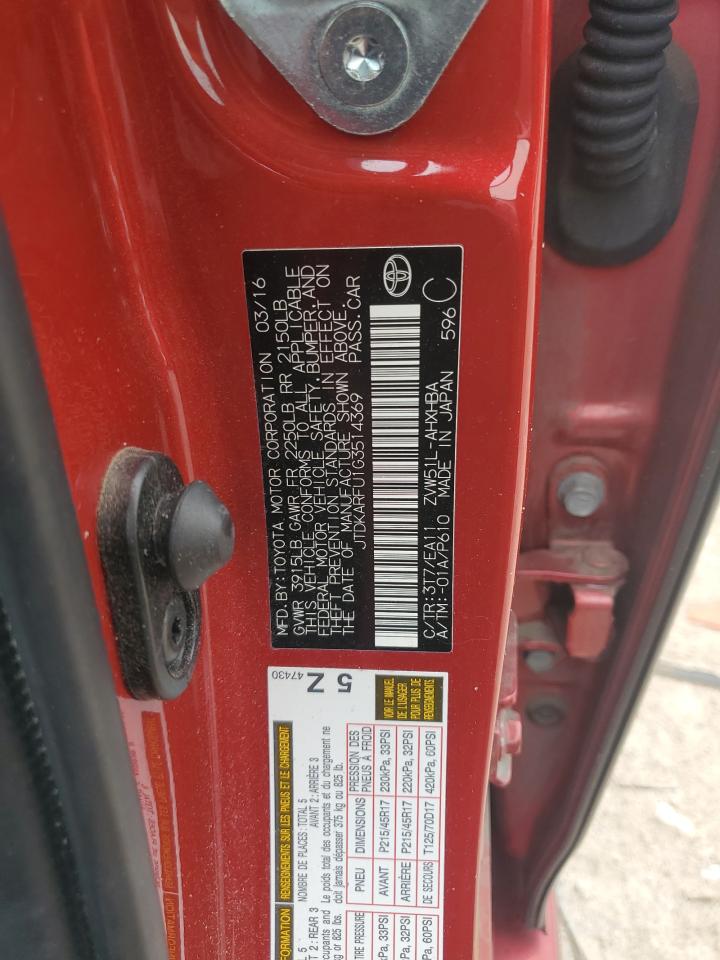 2016 Toyota Prius VIN: JTDKARFU1G3514369 Lot: 84945865