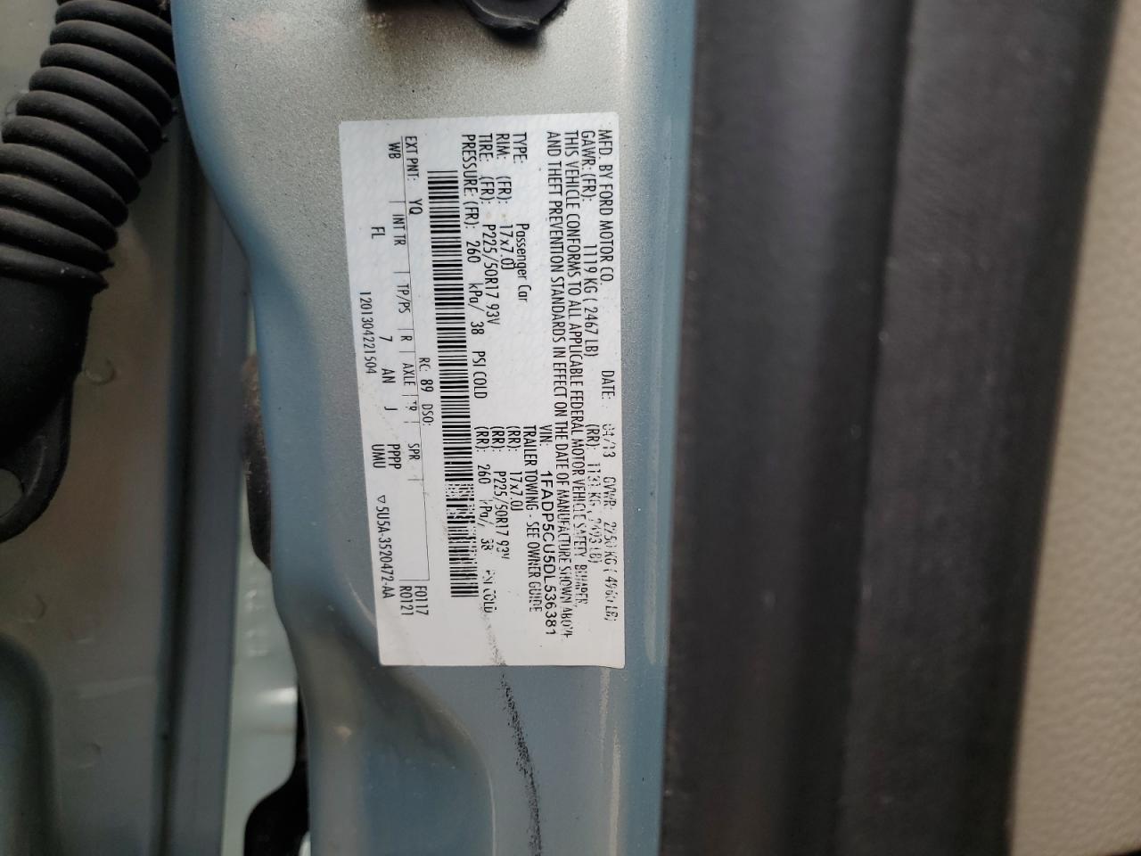2013 Ford C-Max Premium VIN: 1FADP5CU5DL536381 Lot: 64603905