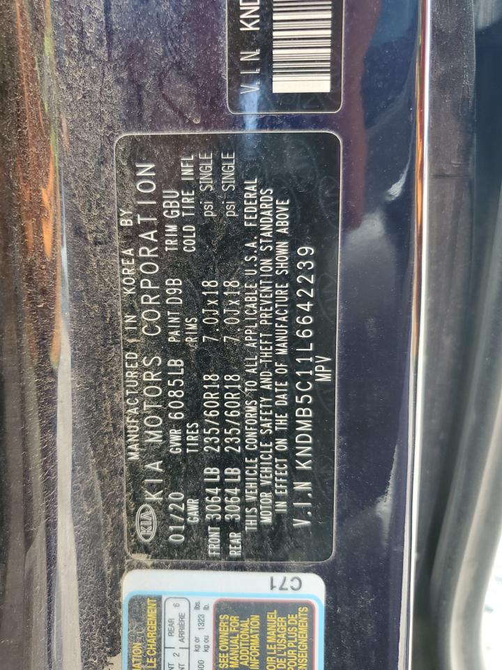 2020 Kia Sedona Lx VIN: KNDMB5C11L6642239 Lot: 63430545