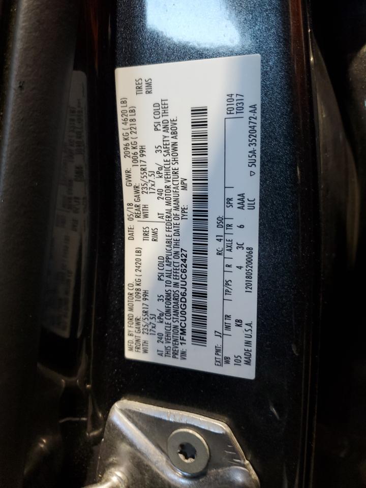 2018 Ford Escape Se VIN: 1FMCU0GD6JUC62427 Lot: 65225755