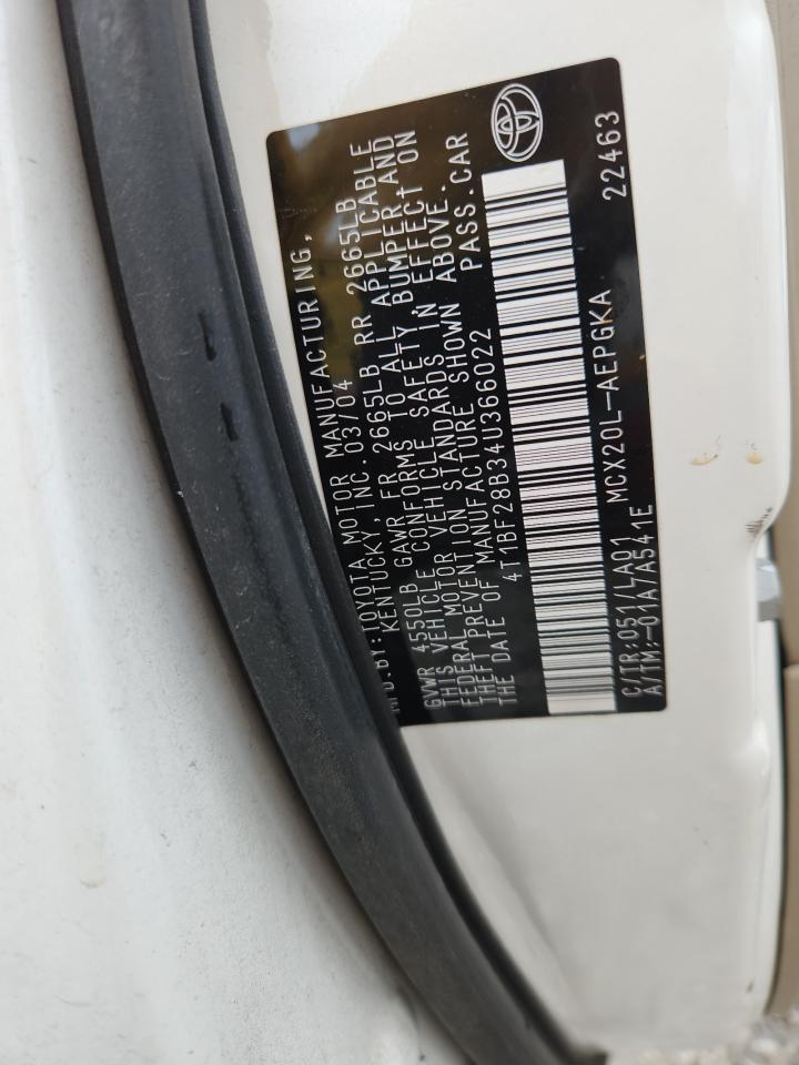 2004 Toyota Avalon Xl VIN: 4T1BF28B34U366022 Lot: 64089915