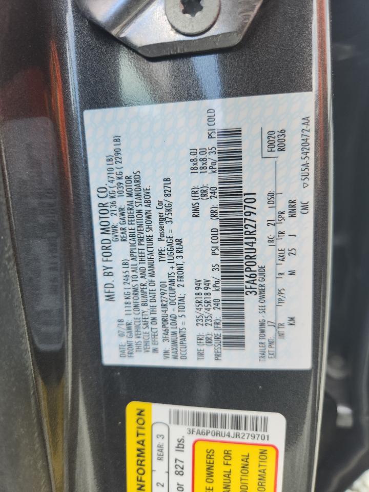 2018 Ford Fusion Titanium/Platinum Hev VIN: 3FA6P0RU4JR279701 Lot: 65444155