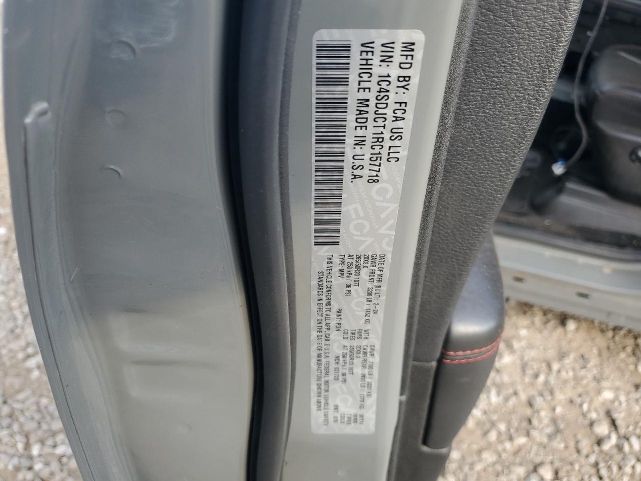 2024 Dodge Durango R/T VIN: 1C4SDJCT1RC157718 Lot: 65274515
