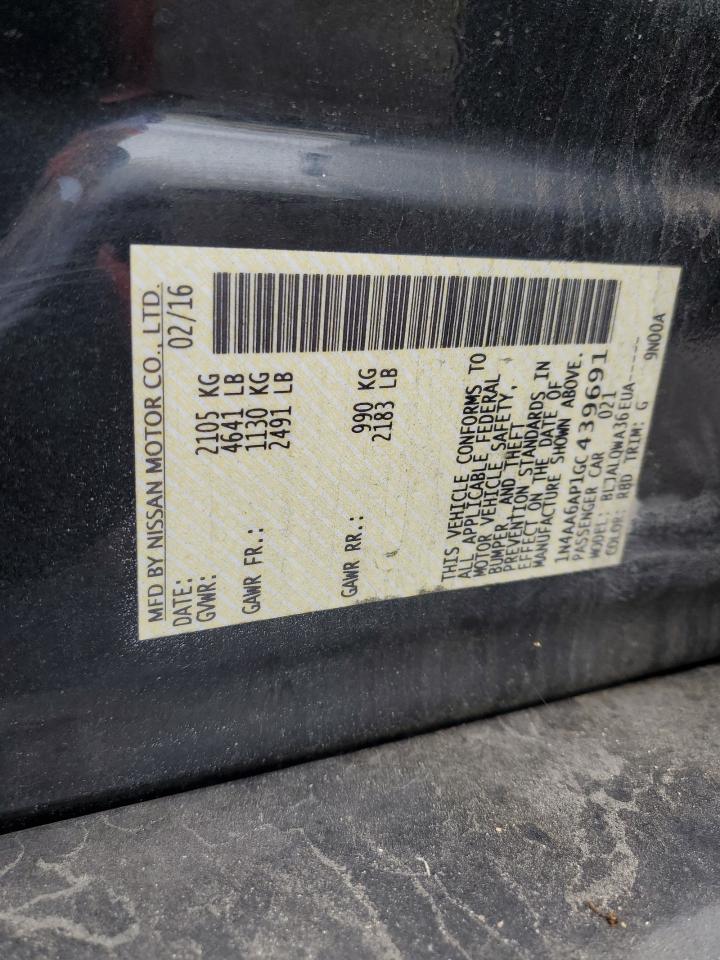 2016 Nissan Maxima 3.5S VIN: 1N4AA6AP1GC439691 Lot: 64596025