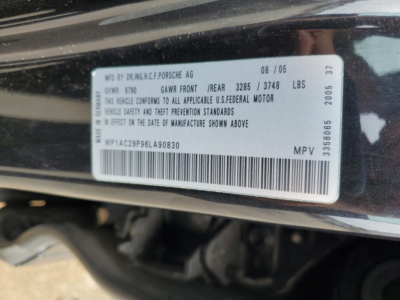 2006 Porsche Cayenne Turbo VIN: WP1AC29P96LA90830 Lot: 63871785