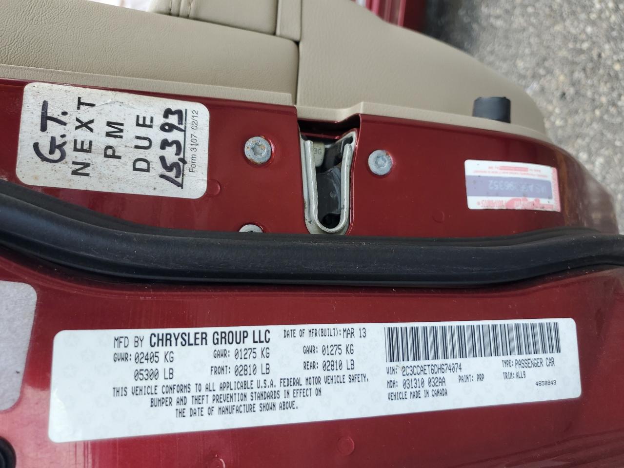 2013 Chrysler 300C VIN: 2C3CCAET6DH674074 Lot: 63696995