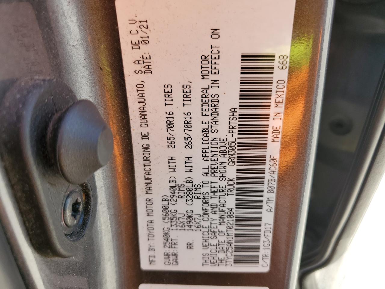 2021 Toyota Tacoma Double Cab VIN: 3TYCZ5AN1MT021084 Lot: 65163695