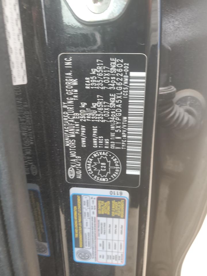 2020 Kia Sorento S VIN: 5XYPGDA5XLG622602 Lot: 64348655