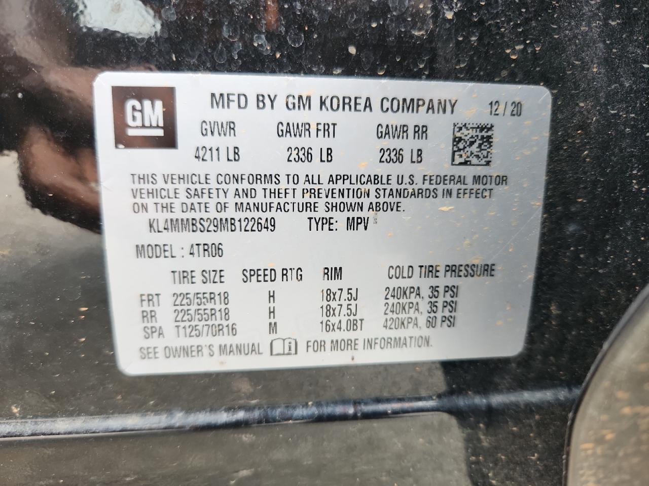 kl4mmbs29mb122649 KL4MMBS29MB122649 2021 Buick Encore Gx Preferred