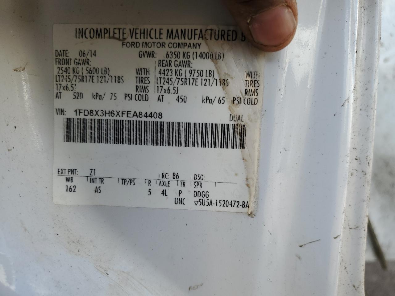 2015 Ford F350 Super Duty VIN: 1FD8X3H6XFEA84408 Lot: 63422575