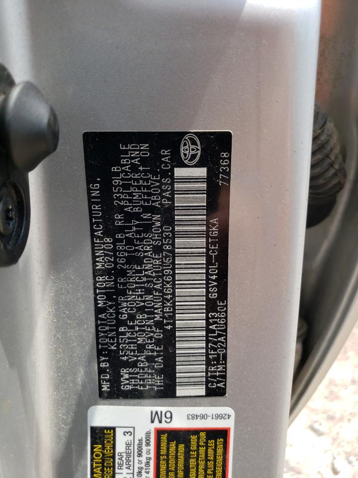2009 Toyota Camry Se VIN: 4T1BK46K69U578530 Lot: 64819945