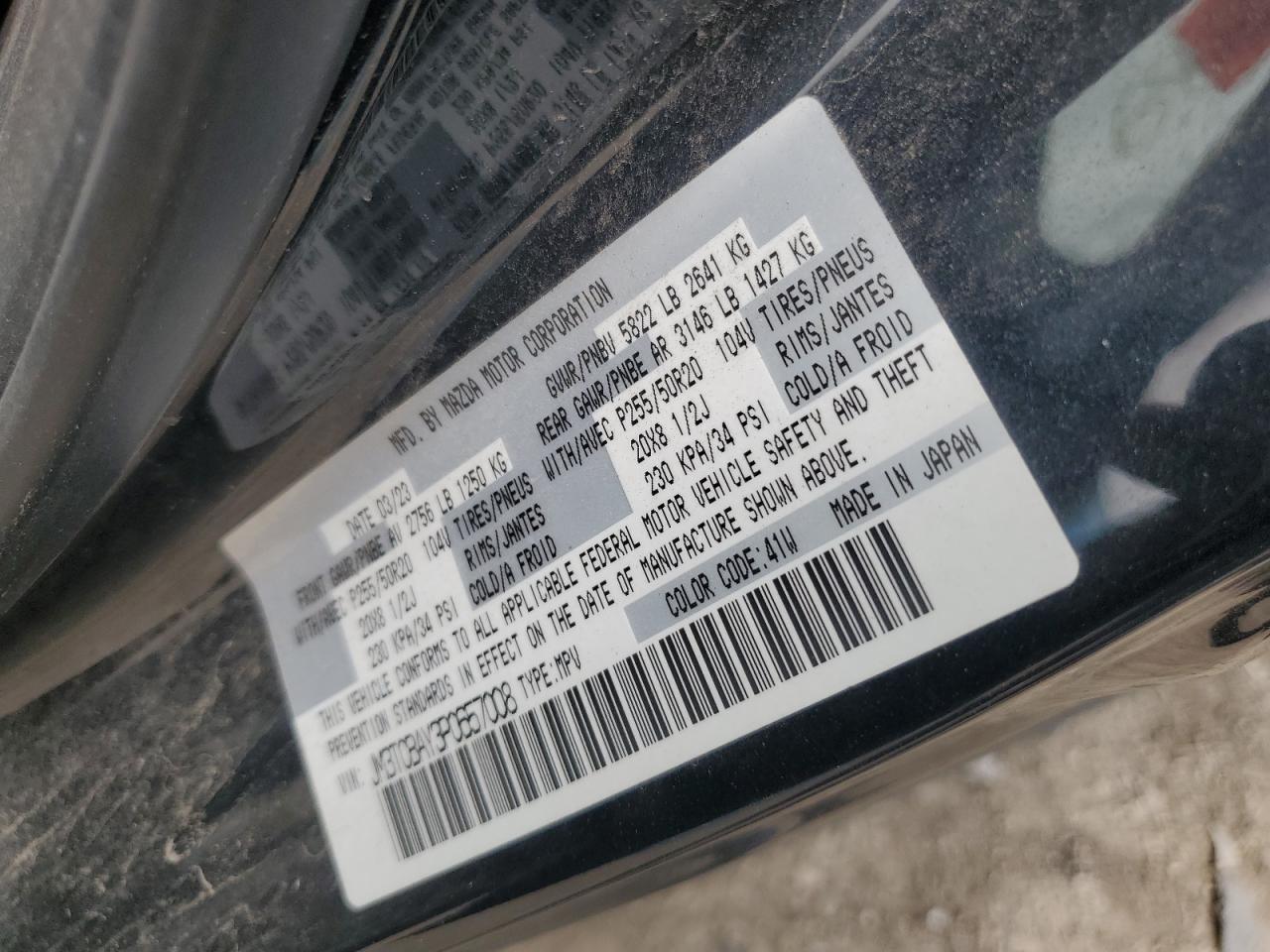 2023 Mazda Cx-9 Touring Plus VIN: JM3TCBAY3P0657008 Lot: 64939865