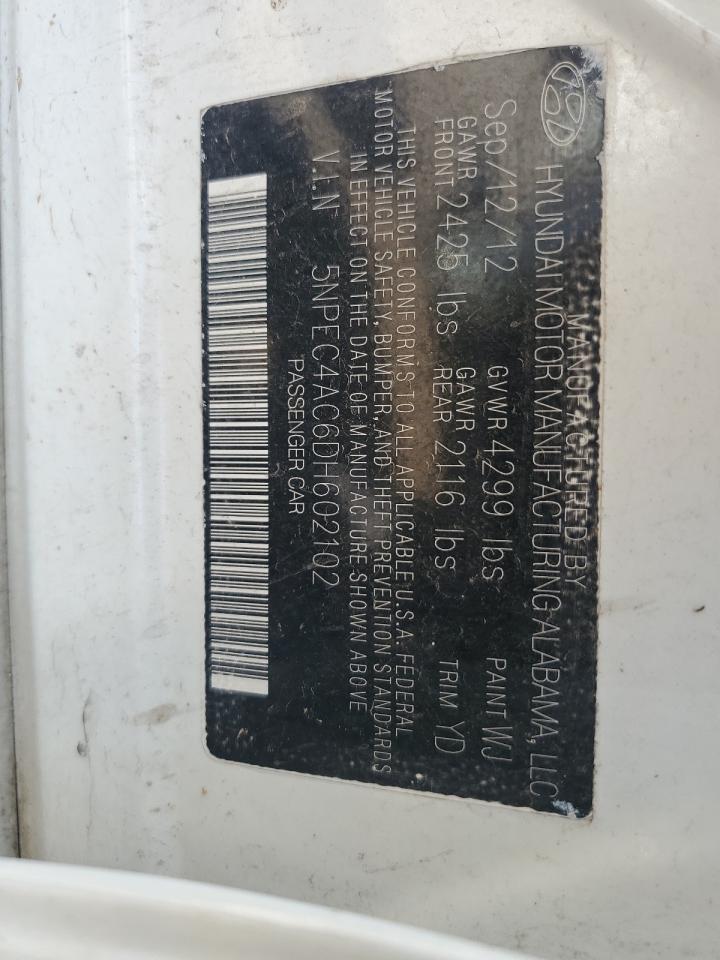 5npec4ac6dh602102 5NPEC4AC6DH602102 2013 Hyundai Sonata Se