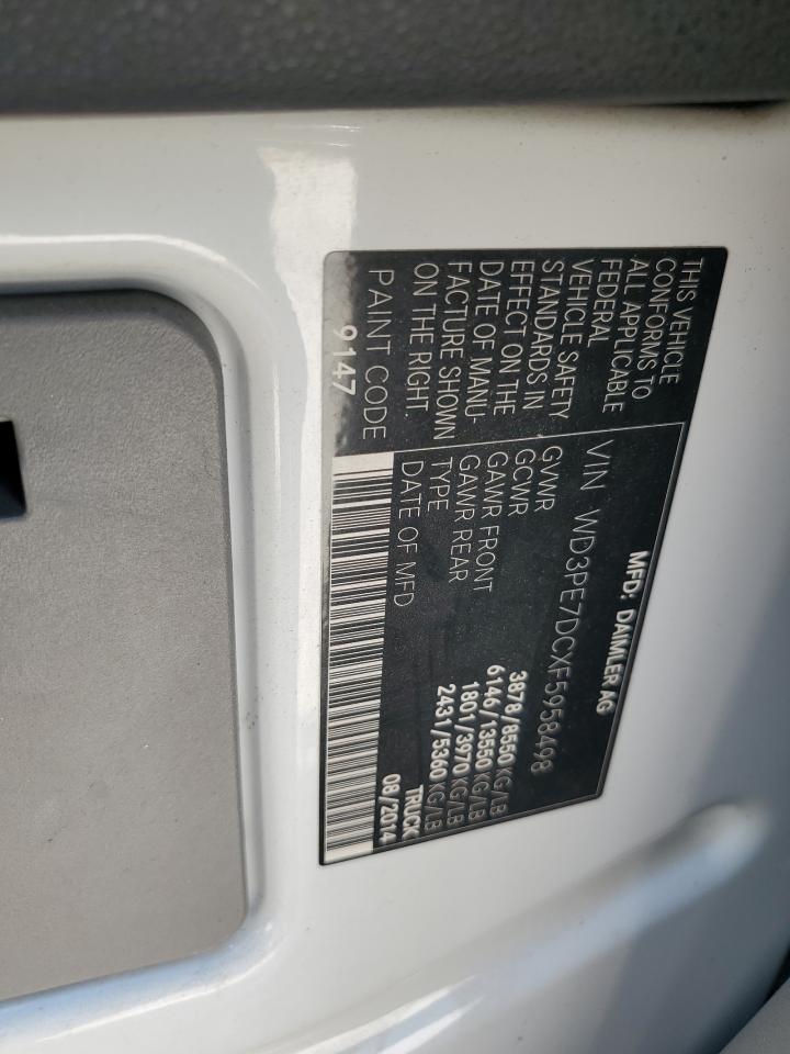 2015 Mercedes-Benz Sprinter 2500 VIN: WD3PE7DCXF5958498 Lot: 65308745