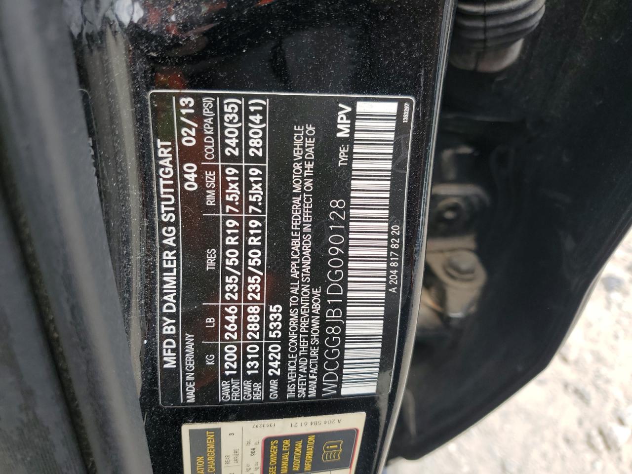 2013 Mercedes-Benz Glk 350 4Matic VIN: WDCGG8JB1DG090128 Lot: 62048505