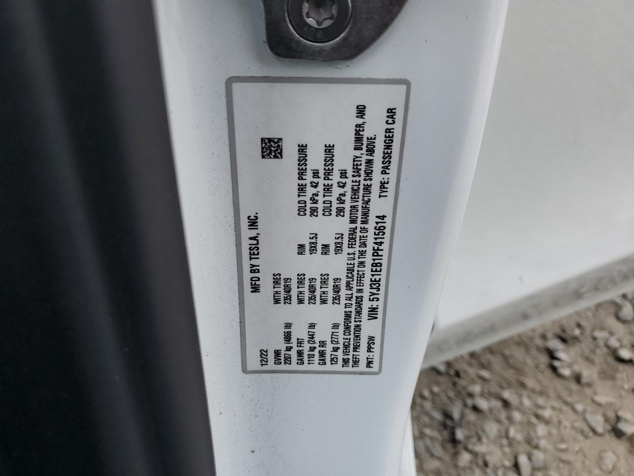 2023 Tesla Model 3 VIN: 5YJ3E1EB1PF415614 Lot: 65397325