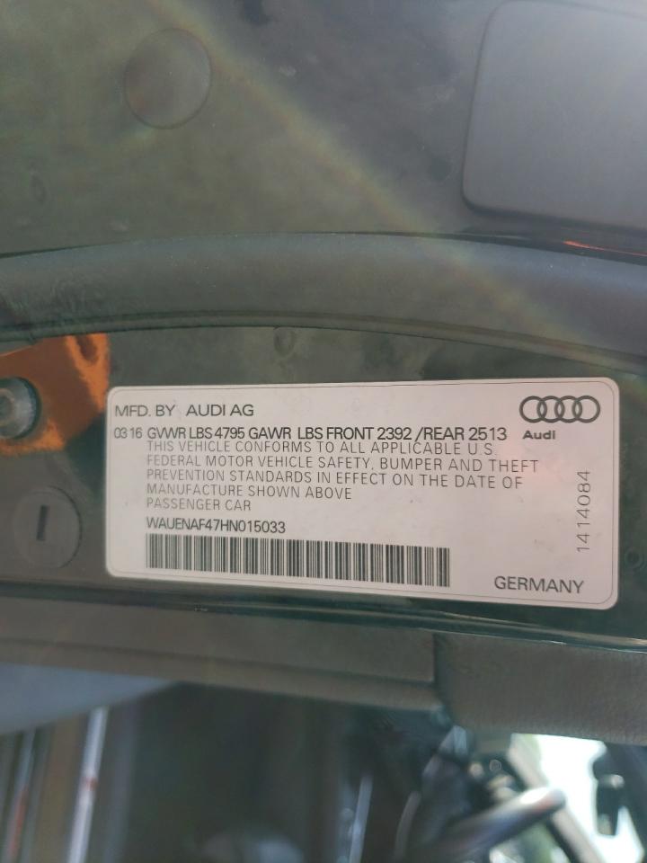 2017 Audi A4 Premium Plus VIN: WAUENAF47HN015033 Lot: 63203175