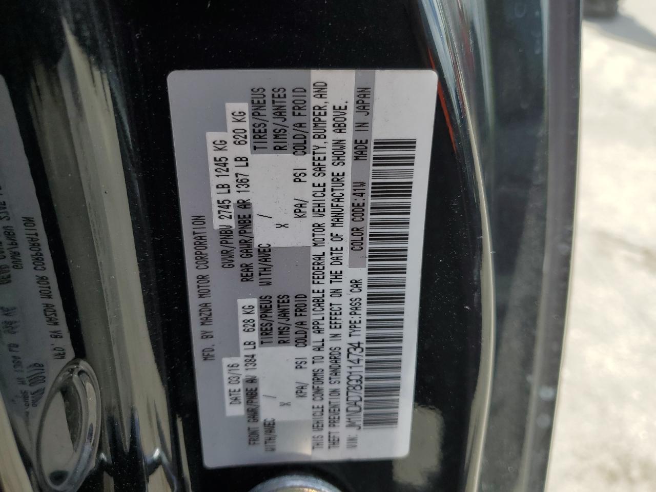 2016 Mazda Mx-5 Miata Grand Touring VIN: JM1NDAD78G0114734 Lot: 64092585