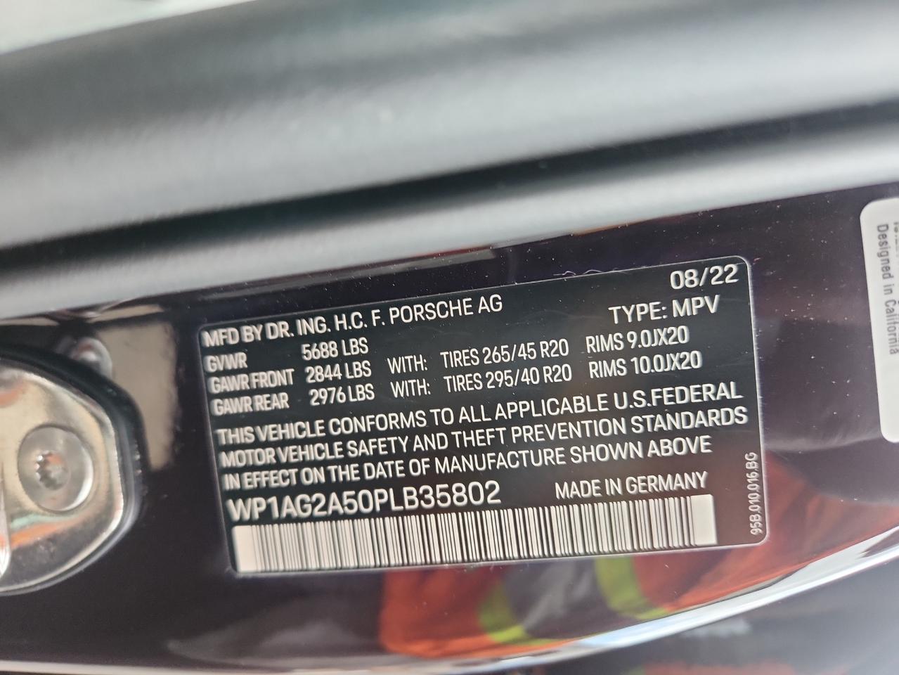 2023 Porsche Macan S VIN: WP1AG2A50PLB35802 Lot: 63011905