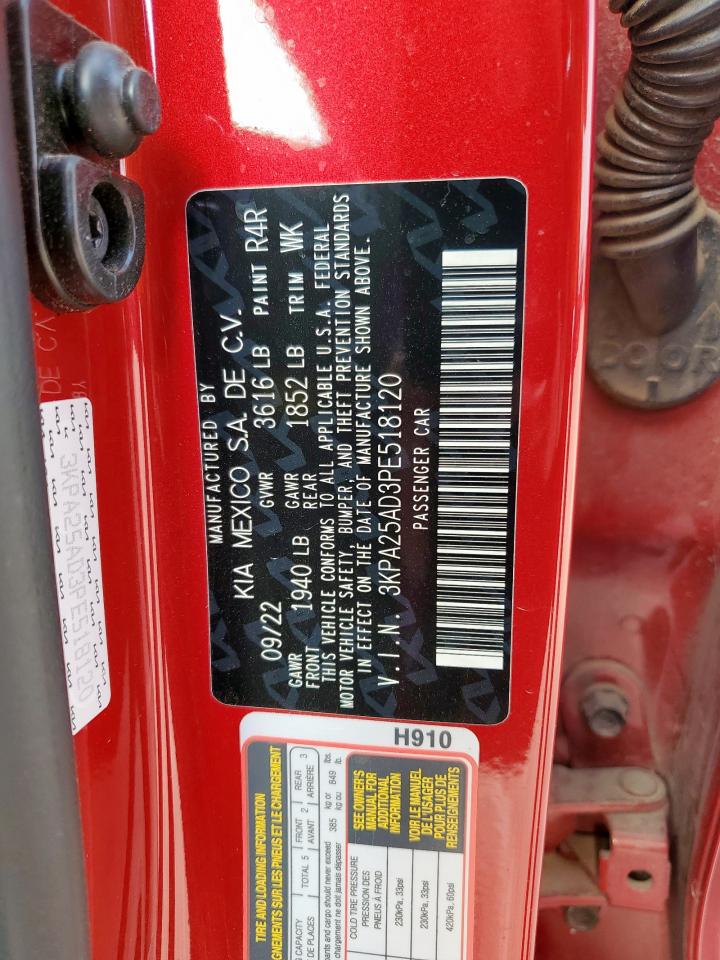 2023 Kia Rio S VIN: 3KPA25AD3PE518120 Lot: 64947605