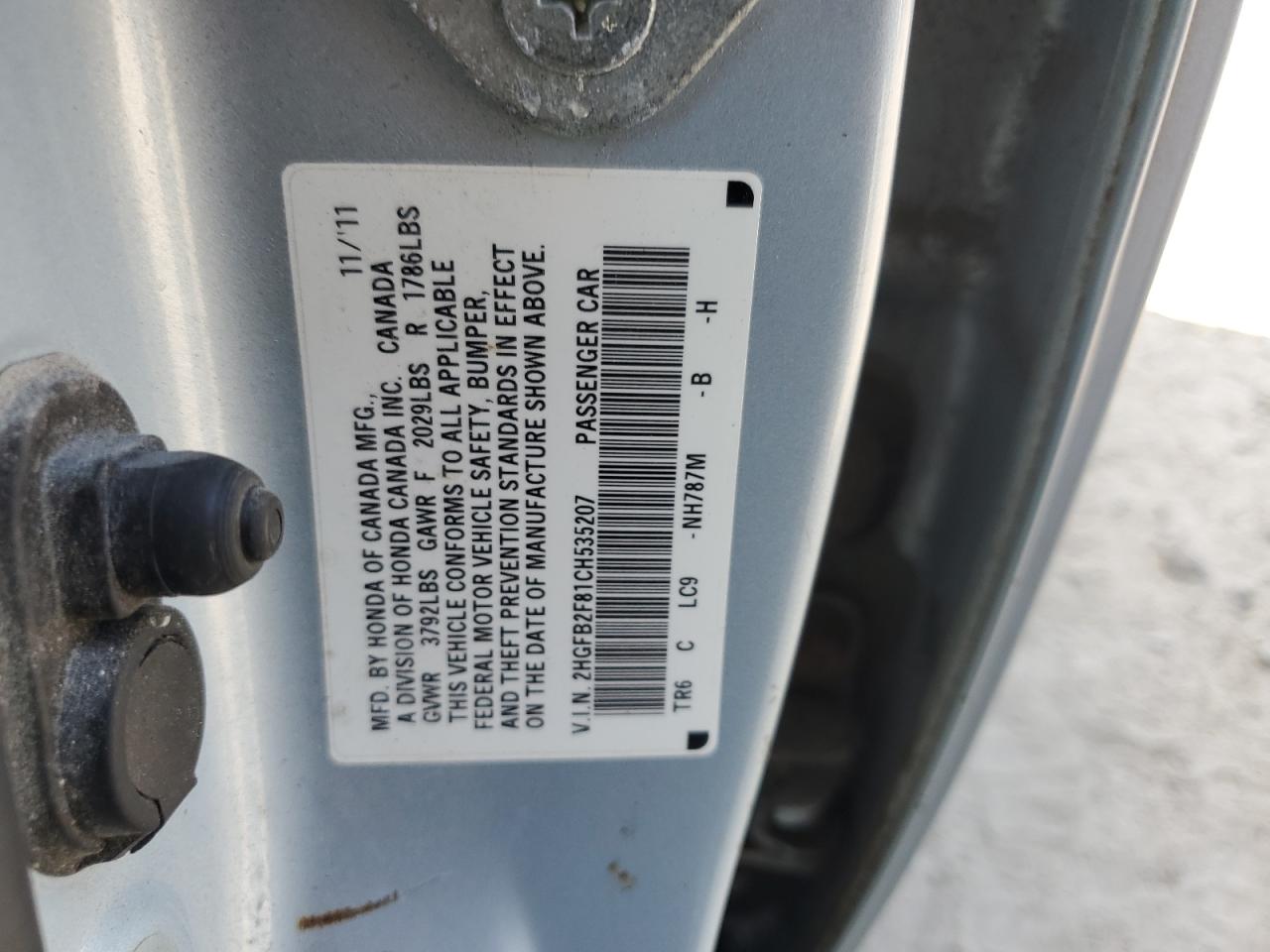 2012 Honda Civic Ex VIN: 2HGFB2F81CH535207 Lot: 65402325