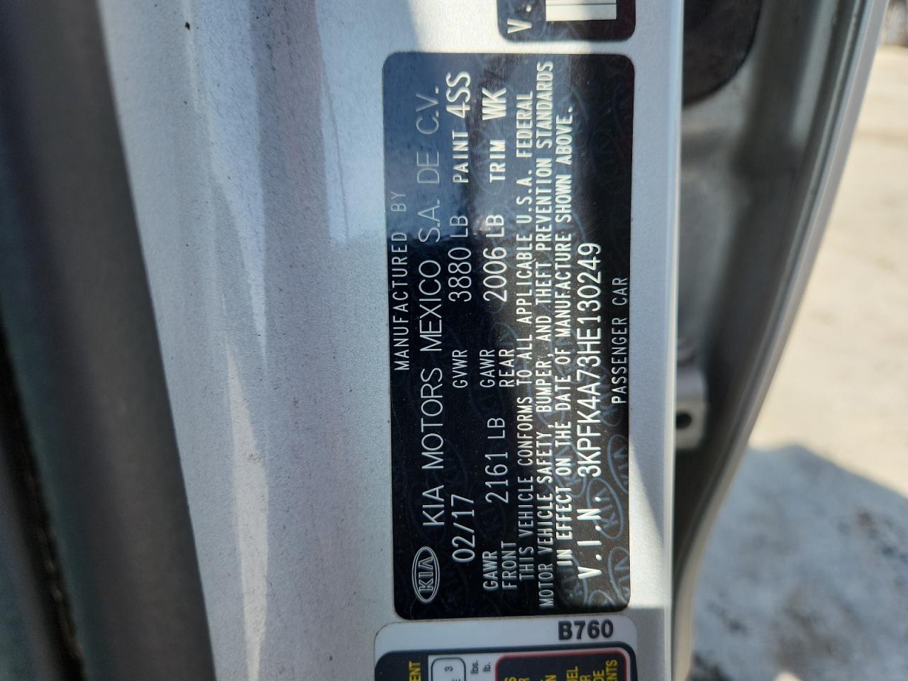 2017 Kia Forte Lx VIN: 3KPFK4A73HE130249 Lot: 64316775