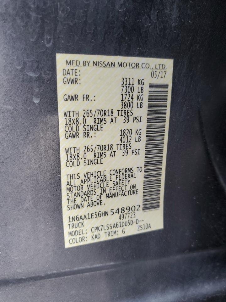 2017 Nissan Titan Sv VIN: 1N6AA1E56HN548902 Lot: 64028615