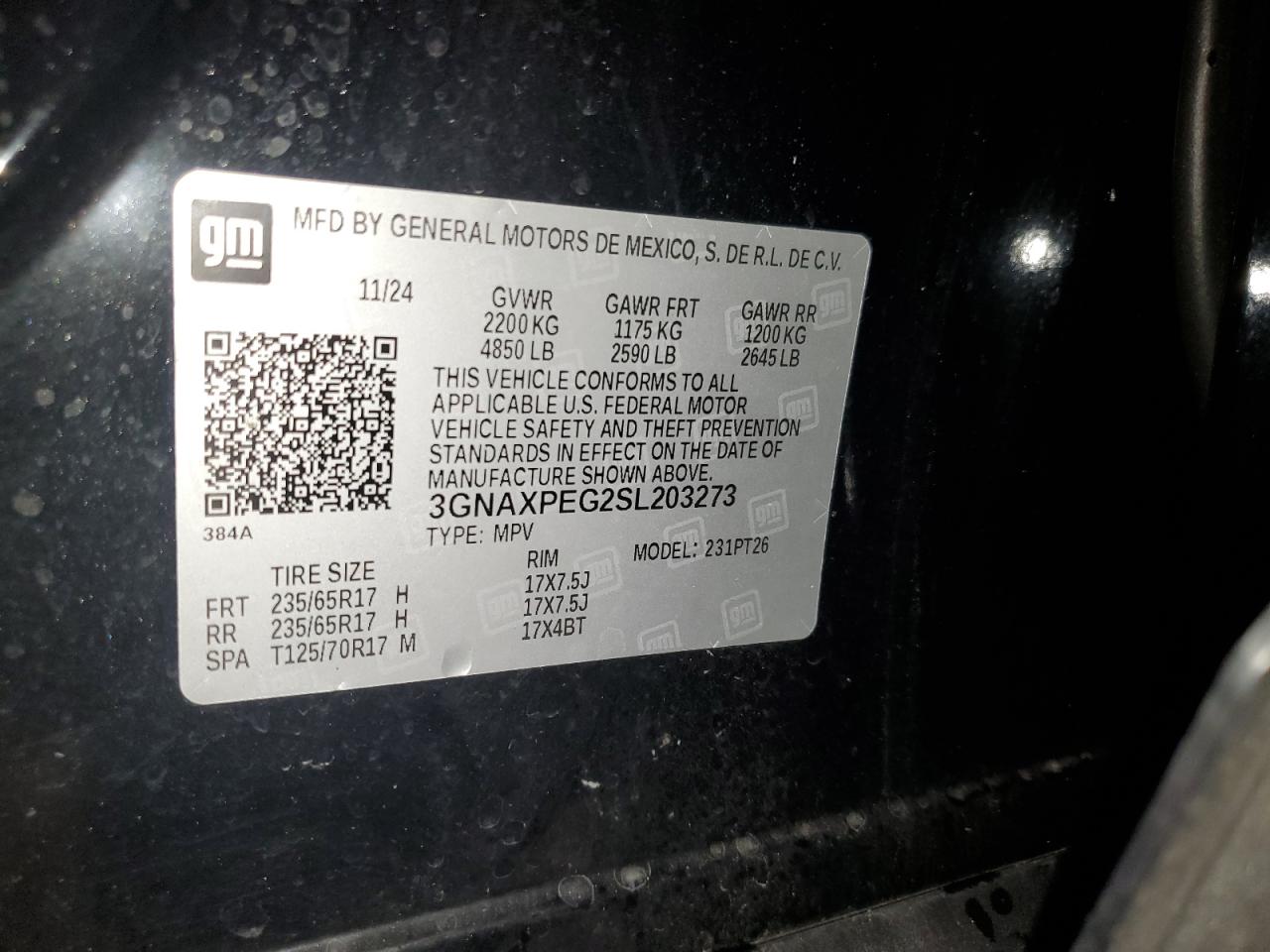 2025 Chevrolet Equinox Lt VIN: 3GNAXPEG2SL203273 Lot: 64847965