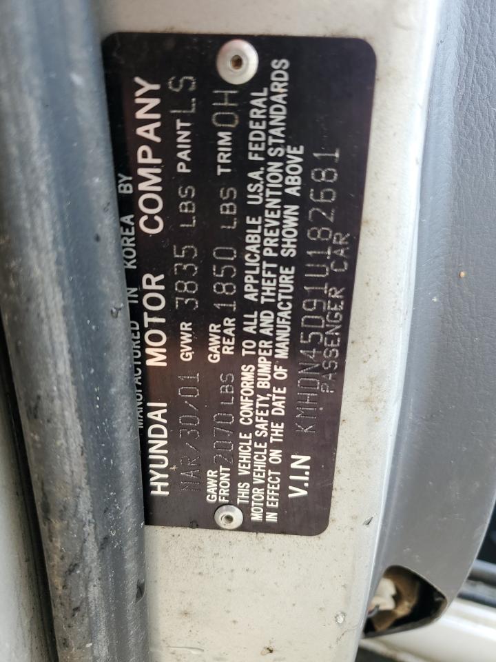 2001 Hyundai Elantra Gls VIN: KMHDN45D91U182681 Lot: 65163035