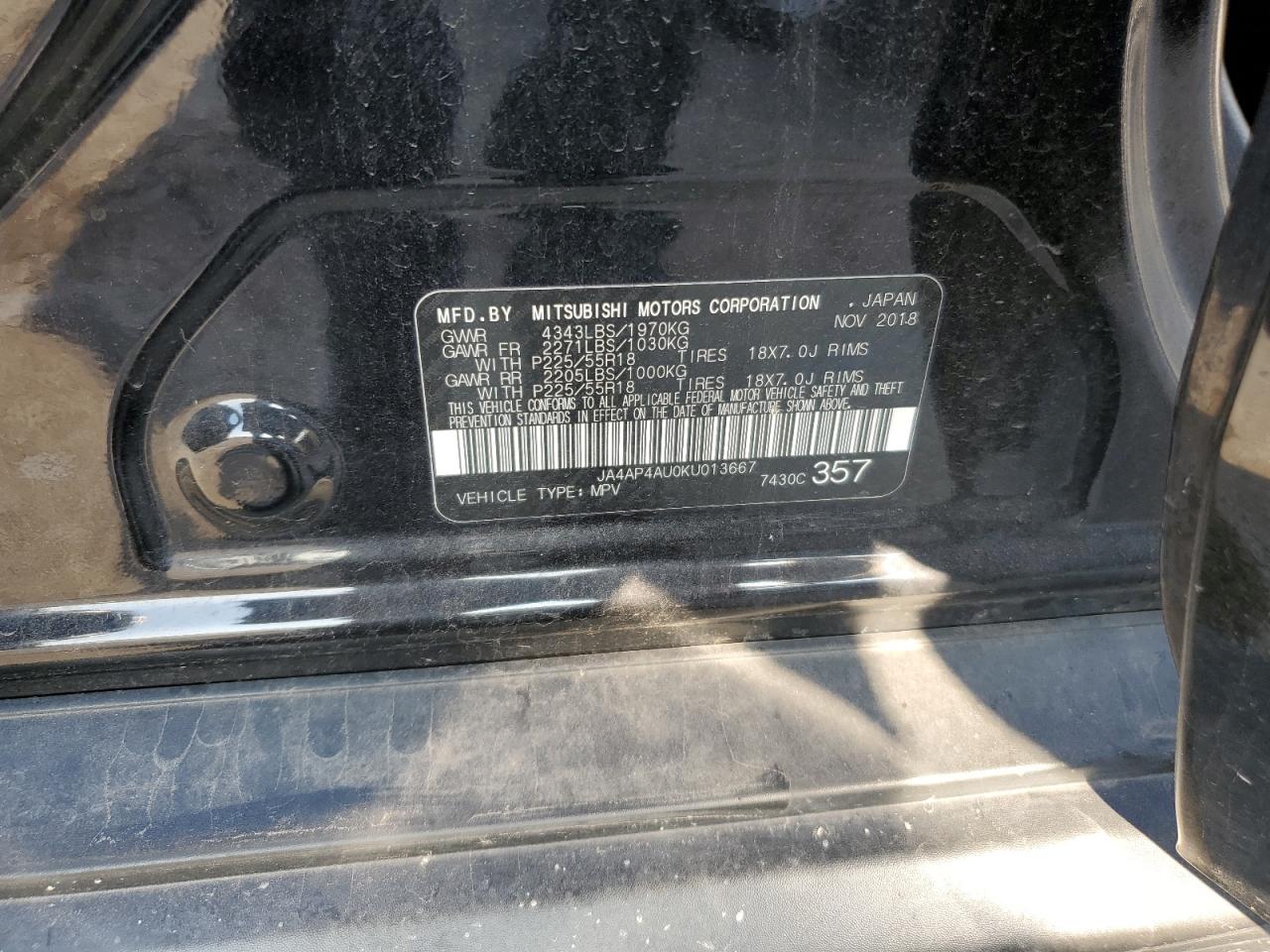 2019 Mitsubishi Outlander Sport Se VIN: JA4AP4AU0KU013667 Lot: 63397825