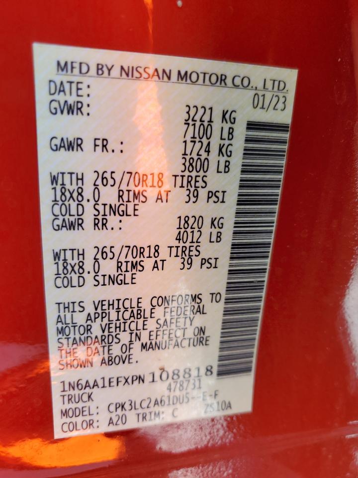 2023 Nissan Titan Sv VIN: 1N6AA1EFXPN108818 Lot: 63562665