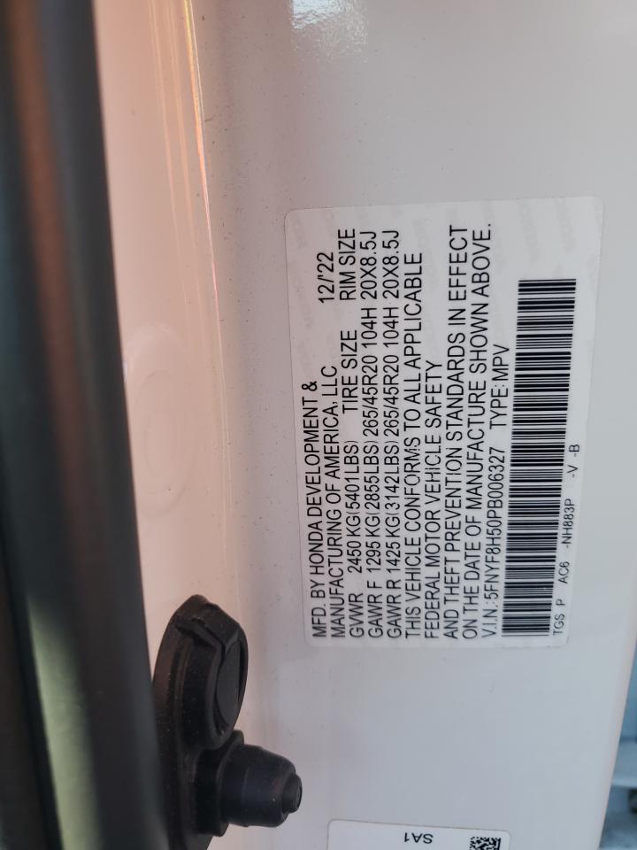 2023 Honda Passport Exl VIN: 5FNYF8H50PB006327 Lot: 65424375