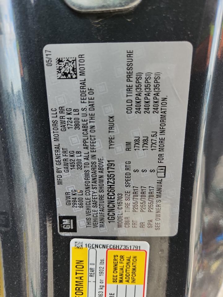 2017 Chevrolet Silverado C1500 VIN: 1GCNCNEC6HZ351791 Lot: 69969305