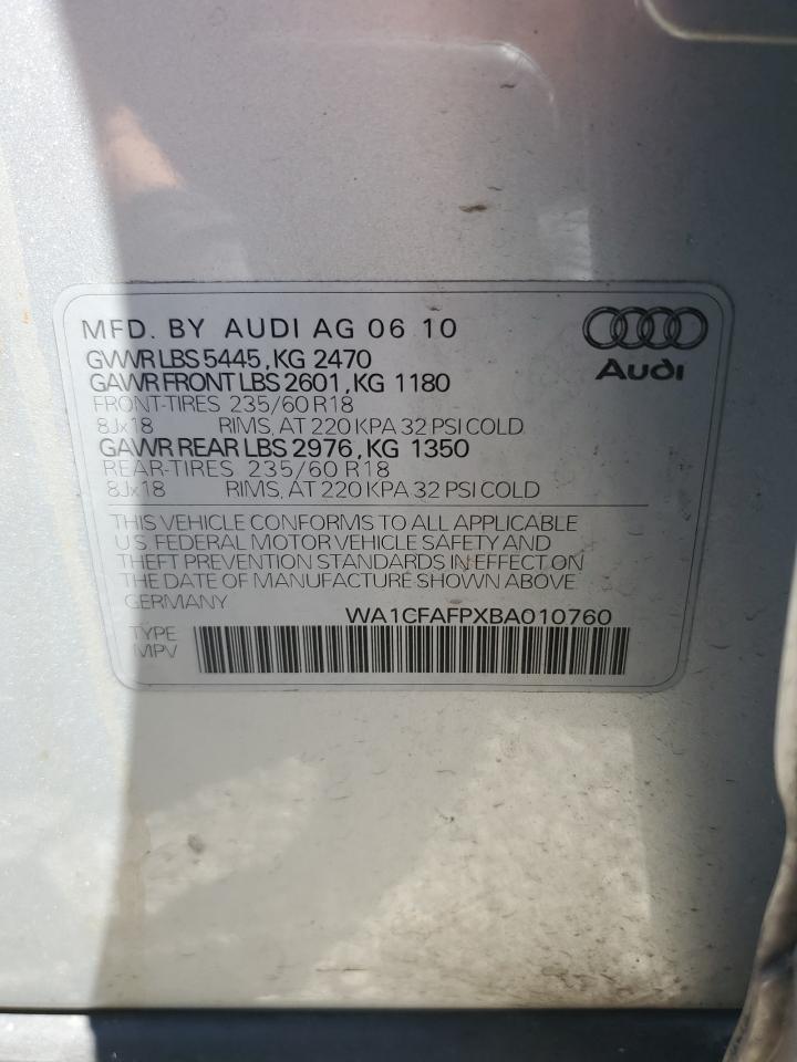 2011 Audi Q5 Premium VIN: WA1CFAFPXBA010760 Lot: 64846295