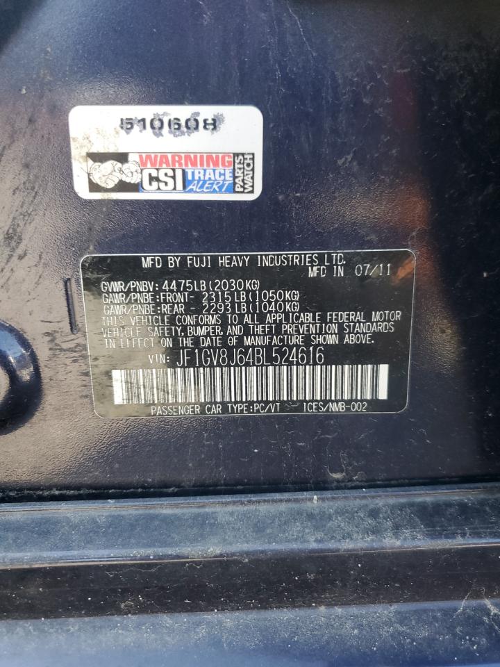 2011 Subaru Impreza Wrx Sti VIN: JF1GV8J64BL524616 Lot: 63215475