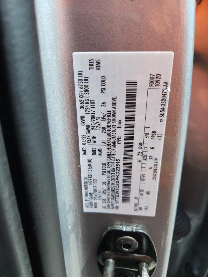 2023 Ford F150 Supercrew VIN: 1FTEW1C8XPKD23515 Lot: 60874985
