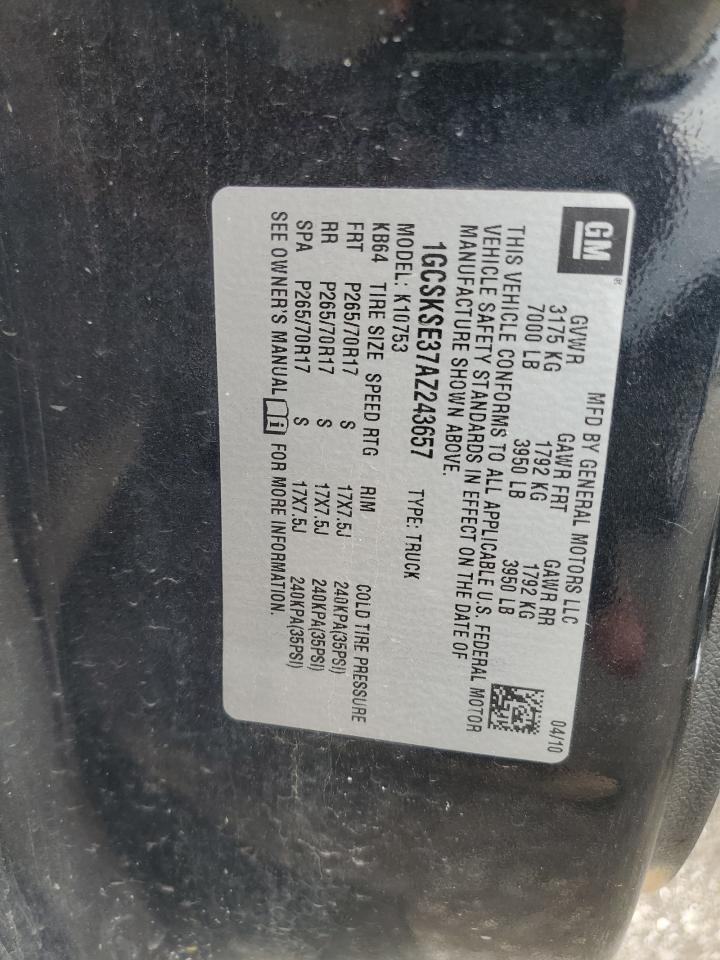 2010 Chevrolet Silverado K1500 Lt VIN: 1GCSKSE37AZ243657 Lot: 64850925