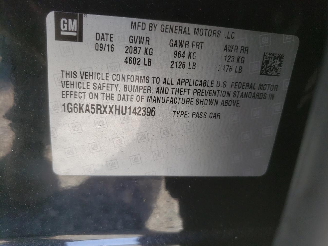 2017 Cadillac Ct6 VIN: 1G6KA5RXXHU142396 Lot: 65060585