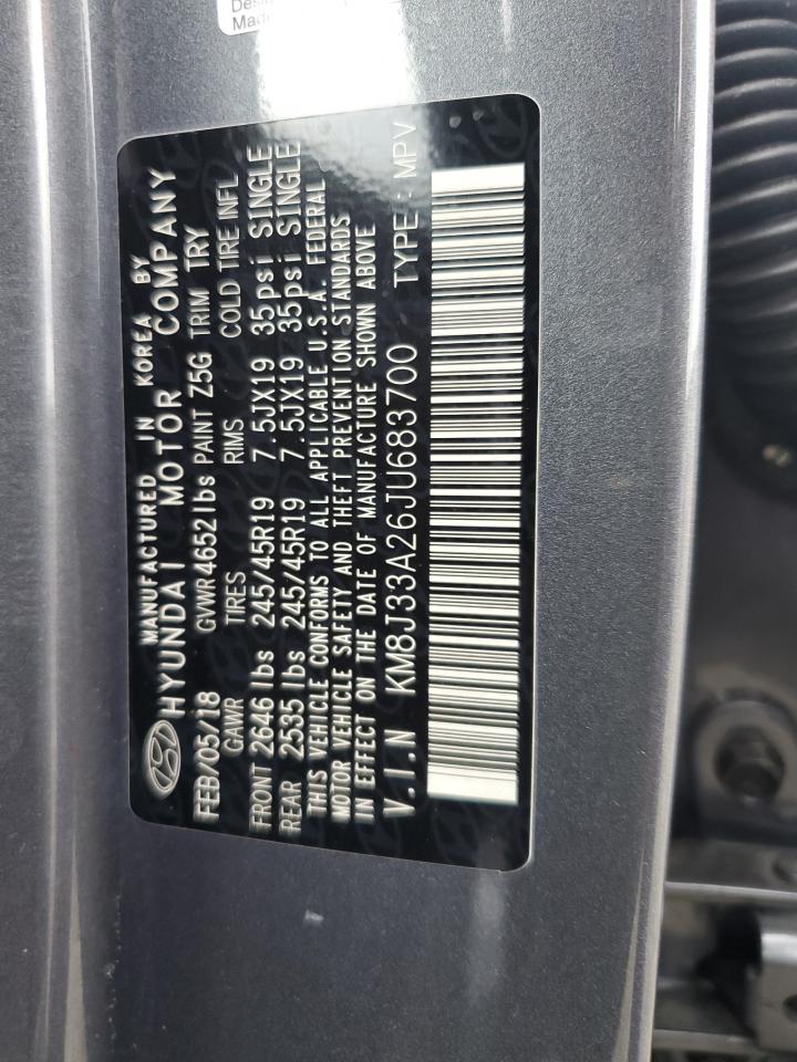 2018 Hyundai Tucson Value VIN: KM8J33A26JU683700 Lot: 63343055