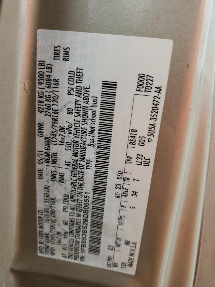2011 Ford Econoline E350 Super Duty Wagon VIN: 1FBSS3BS2BDB06551 Lot: 63250645