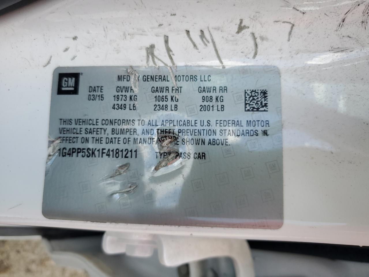 2015 Buick Verano VIN: 1G4PP5SK1F4181211 Lot: 62174105