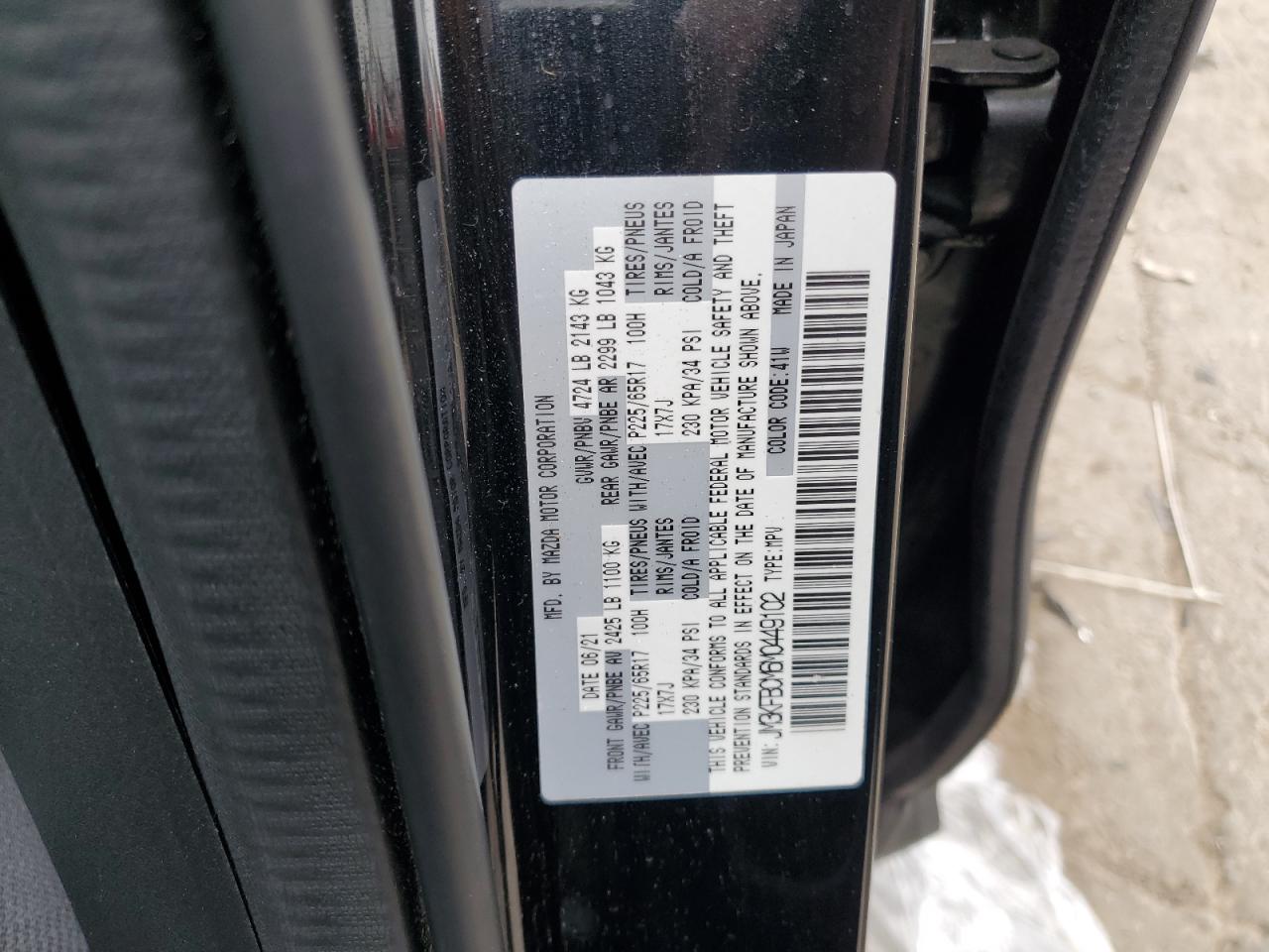 2021 Mazda Cx-5 Touring VIN: JM3KFBCM6M0449102 Lot: 63094125