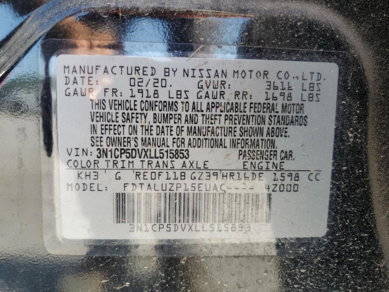 2020 Nissan Kicks Sr VIN: 3N1CP5DVXLL515853 Lot: 64362065