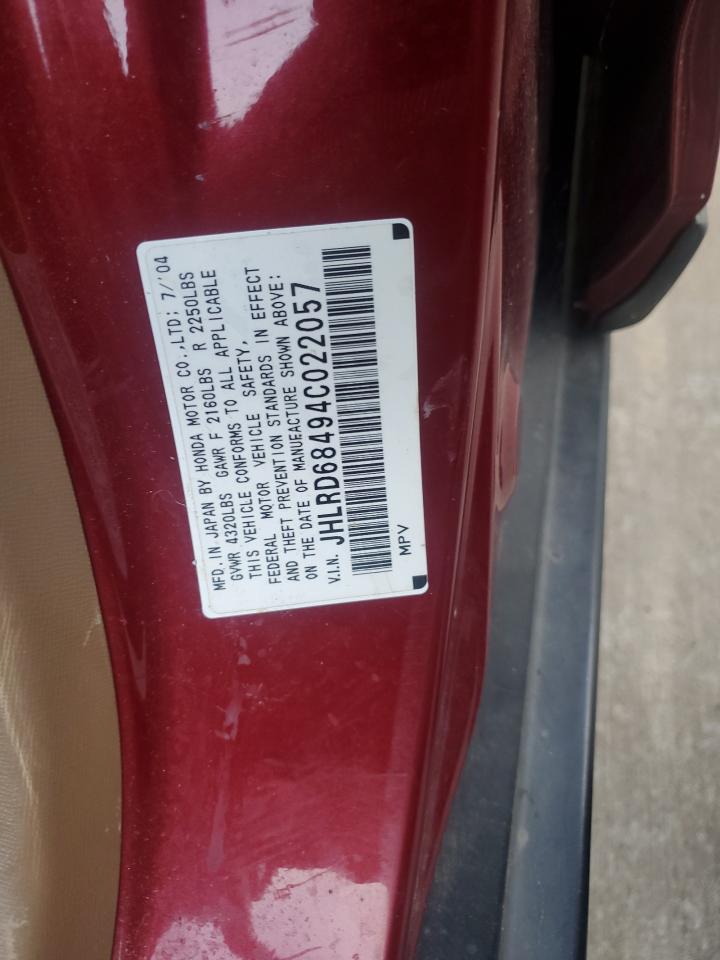 2004 Honda Cr-V Lx VIN: JHLRD68494C022057 Lot: 63706525