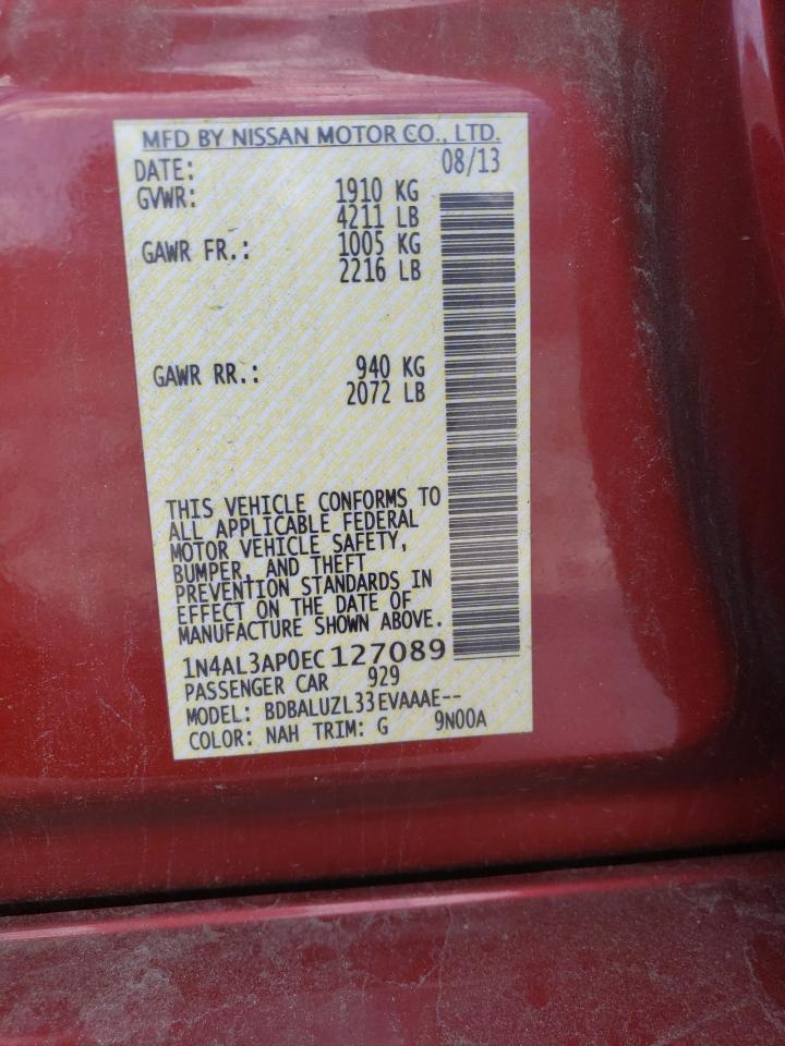 2014 Nissan Altima 2.5 VIN: 1N4AL3AP0EC127089 Lot: 64923725