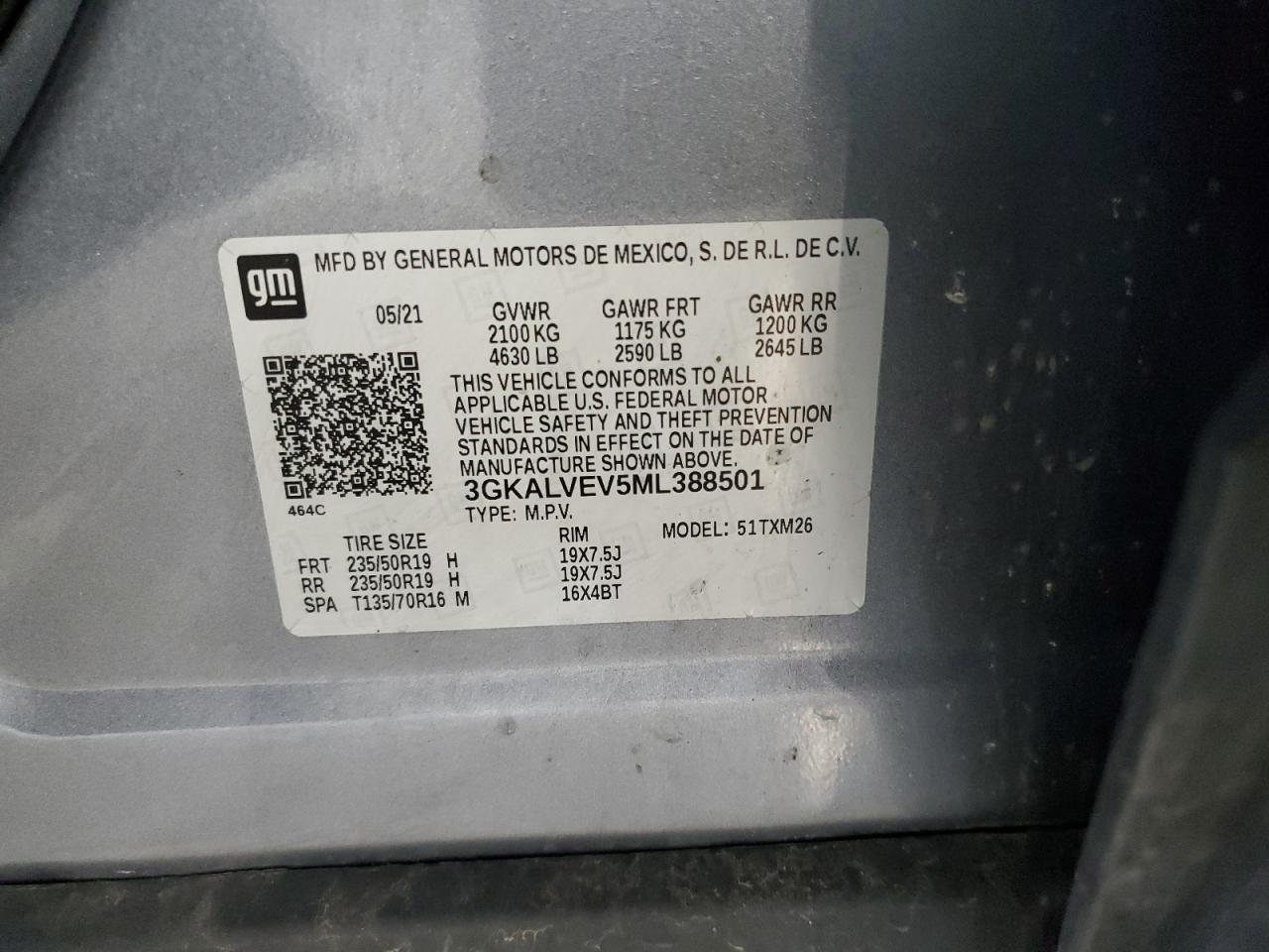 2021 GMC Terrain Slt VIN: 3GKALVEV5ML388501 Lot: 63313685